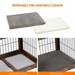 Dog Crate Furniture With Cushion,39" Large Wooden Dog Kennel Furniture With 2 Drawers,Left/Right Doors + Double Front Doors,for Medium Large Dogs,Dog Cage TV Stand Rustic Brown 39.4" L×23.6" W×40" H -Dog Supplies Store 51DOCDLphpL