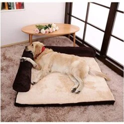 Big Incisors Dog Christmas Door Mat, Removable Soft Pet Dog Sleeper Sofa Bed Winter Warm Tower Rest House Lounger Pets Mat Nest Large XL Dogs Mattress S/M/L/XL-camel-90x70x15cm -Dog Supplies Store 51DT0uw9XBL