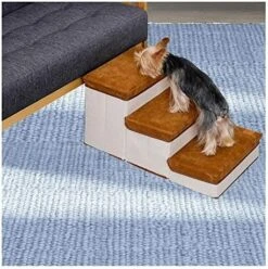 YangYan Pet Dog Stairs Foldable Pet Steps 3-Step Storage Style Pet Stair Indoor Pet Ramp Ladder For Puppies Dog Bed Stairs Storage Case (Color : Yellow) -Dog Supplies Store 51Djb3XW2yL. AC