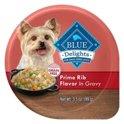 Blue Buffalo Delights Natural Adult Small Breed Wet Dog Food Cup, Prime Rib Flavor In Hearty Gravy 3.5-oz (Pack Of 12) -Dog Supplies Store 51DmfgfEYML