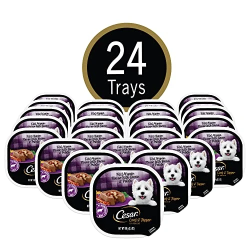 CESAR Soft Wet Dog Food Loaf & Topper In Sauce Filet Mignon Flavor With Bacon & Potato, 3.5 Ounce (Pack Of 24), Easy Peel Trays 2 CESAR Soft Wet Dog Food Loaf & Topper In Sauce Filet Mignon Flavor With Bacon & Potato, 3.5 Ounce (Pack Of 24), Easy Peel Trays - Image 2
