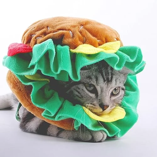 AWHAO Cat Hats Pet Hamburger Hat Headband Cat Costumes Cap Food Headwear Funny Caps For Small Puppy Dogs Puppy Cat Holiday Daily Wearing, M 2 AWHAO Cat Hats Pet Hamburger Hat Headband Cat Costumes Cap Food Headwear Funny Caps For Small Puppy Dogs Puppy Cat Holiday Daily Wearing, M - Image 2