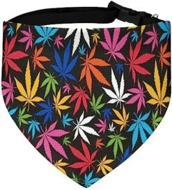 GENERIC Colorful Cannabiss Leaves On Black Dog Bandana,Dog Bandanas Triangle Bibs Scarf Accessories Minimal Head Cicumference -Dog Supplies Store 51Eword502L. AC