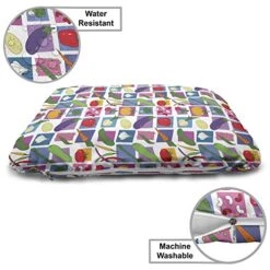 Ambesonne Vegetable Pet Bed, Colorful Vegan Options Colorful Geometric Shapes Food Theme Cartoon Illustration, Chew Resistant Pad For Dogs And Cats Cushion With Removable Cover, 24" X 39", Multicolor -Dog Supplies Store 51FDmibc67L