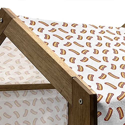 Ambesonne Hot Dog Wooden Dog House, Simple Hot Dog Food Pictogram Buns And Sausages, Indoor & Outdoor Portable Dog Kennel With Pillow And Cover, X-Large, Orange Burgundy 2 Ambesonne Hot Dog Wooden Dog House, Simple Hot Dog Food Pictogram Buns And Sausages, Indoor & Outdoor Portable Dog Kennel With Pillow And Cover, X-Large, Orange Burgundy - Image 2