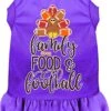 Family, Food, And Football Screen Print Dog Dress Purple Sm