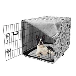 Lunarable Soda Dog Crate Cover, Fast Food Burger Pizza Hot Dog Junk Unhealthy Meal Menu Wings Restaurant, Easy To Use Pet Kennel Cover For Small Dogs Puppies Kittens, 22 Inch, Charcoal Grey And White -Dog Supplies Store 51GAQc5Oz8L