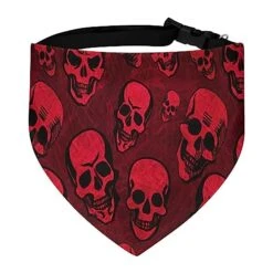 GENERIC Red Skulls On Dark Texture Background Dog Bandana,Dog Bandanas Triangle Bibs Scarf Accessories Minimal Head Cicumference