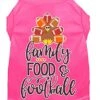 Family, Food, And Football Screen Print Dog Shirt Bright Pink Sm