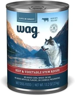 Amazon Brand - Wag Stew Canned Dog Food, Beef & Vegetable Recipe, 13.2 Oz Can (Pack Of 12) -Dog Supplies Store 51GdBkEBuXL. AC
