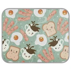 Washable Dog Cooling Mat Coffee Eggs Bacon Summer Cats Sleeping Mat Cute Food Funny Dog Bed Mats 22x27.6inch Pet Ice Silk Sleep Kennel Pad Animal Sleep Bed For Home Outdoor Travel