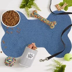 Pet Mat For Dogs & Cats | Friendly Pet Mats | Hand Braided Mat | FloorMat | Doormat | Pet Area Rugs | Polyester Material | Anti-Spill | 16 X 24 Inches | Bone Design – The Home Talk Store -Dog Supplies Store 51GyJ41bP0L. AC