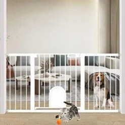 Narrow Baby Gate With Cat Door Walk Through - 24.5" To 29.5" Wide Small Pet Gate For Puppy Dog Doorway Stair - Pressure Mounted Safety Child Gate Stand 30 Inches Tall -Dog Supplies Store 51HpIbdmH7L. AC