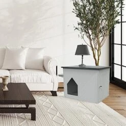 PALRAM Pets Archie Modern Indoor Dog House With Dog Food Storage Cabinet Organizer, Integrated Large Pet Feeder Station, Pet House Ferniture, Gray -Dog Supplies Store 51I2NZpSQTL