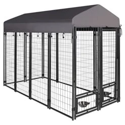 VEIKOU Dog Kennel Outdoor, 8' X 6' X 4' Dog Kennel Large, Dog Kennel W/Rotate Feeding Doors, Upgraded Canopy Dog Kennel For Yard W/Powder Coated Steel Frame 8 VEIKOU Dog Kennel Outdoor, 8' X 6' X 4' Dog Kennel Large, Dog Kennel W/Rotate Feeding Doors, Upgraded Canopy Dog Kennel For Yard W/Powder Coated Steel Frame -Dog Supplies Store 51J7YNuwqyL
