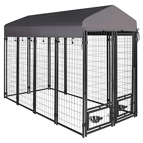 VEIKOU Dog Kennel Outdoor, 8' X 6' X 4' Dog Kennel Large, Dog Kennel W/Rotate Feeding Doors, Upgraded Canopy Dog Kennel For Yard W/Powder Coated Steel Frame 3 VEIKOU Dog Kennel Outdoor, 8' X 6' X 4' Dog Kennel Large, Dog Kennel W/Rotate Feeding Doors, Upgraded Canopy Dog Kennel For Yard W/Powder Coated Steel Frame - Image 3