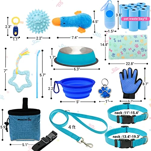 Puppy Starter Kit For Small Dog - 26 Pcs Dog Toys, Collar, Leash, Puppy Training Cilcker, Treat Bag, Poop Waste Bag With Dispenser, Blanket, Grooming Glove, Food Bowls, Toothbrush, ID Tag, Etc 2 Puppy Starter Kit For Small Dog - 26 Pcs Dog Toys, Collar, Leash, Puppy Training Cilcker, Treat Bag, Poop Waste Bag With Dispenser, Blanket, Grooming Glove, Food Bowls, Toothbrush, ID Tag, Etc - Image 2