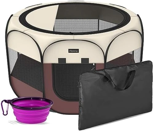 Hepeeng Portable Foldable Pet Playpen And Puppy Playpen Pet Tent With Carrying Case Collapsible Travel Bowl Indoor/Outdoor Use With Water Resistant And Removable Shade Cover 7 Hepeeng Portable Foldable Pet Playpen And Puppy Playpen Pet Tent With Carrying Case Collapsible Travel Bowl Indoor/Outdoor Use With Water Resistant And Removable Shade Cover - Image 7