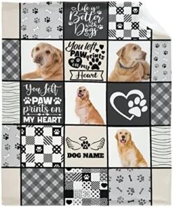 Personalized Dog Paws Blanket With Picture&Name For Pet Lover,Soft Fleece Flannel Blanket Pet Dog Lover Gift | Cat Lover Gift | Dog Mom |Cat Lady |Mother Gifts 60"x50" For Teens -Dog Supplies Store 51JISupZ4ZL. AC