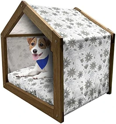 Lunarable Spring Wooden Dog House, Mediterranean Food Illustration Of Olives Branch And Leaves Foliage, Outdoor & Indoor Portable Dog Kennel With Pillow And Cover, X-Large, Yellow White And Black 14 Lunarable Spring Wooden Dog House, Mediterranean Food Illustration Of Olives Branch And Leaves Foliage, Outdoor & Indoor Portable Dog Kennel With Pillow And Cover, X-Large, Yellow White And Black - Image 14