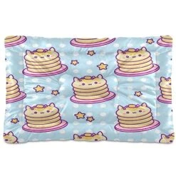 Dog Bed Mat Soft Comfortable Anti-Slip Bottom Pet Mat Washable Cat Kennel Crate Pad For Small Medium Large Pets 24x36in Cute Pancake Cat Kawaii Food Pattern