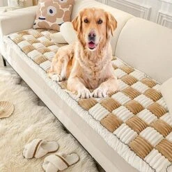 ATHNO Funnyfuzzy Pet Mat Bed Couch Cover,Cream-Coloured Large Plaid Square Pet Mat Bed Couch Cover,Small/Medium/Large Size Non-Slip Thickened Pet Mat For Couch Or Floor,Bed (C,27.6x59.06 In) -Dog Supplies Store 51LTBm6PKL. AC 2