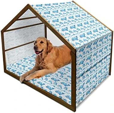 Lunarable Oktoberfest Wooden Dog House, Salty Pretzels On Diamond Pattern Deutschland Country Snacks Food, Outdoor & Indoor Portable Dog Kennel With Pillow And Cover, X-Large, Sky Blue Ivory Redwood 15 Lunarable Oktoberfest Wooden Dog House, Salty Pretzels On Diamond Pattern Deutschland Country Snacks Food, Outdoor & Indoor Portable Dog Kennel With Pillow And Cover, X-Large, Sky Blue Ivory Redwood - Image 15