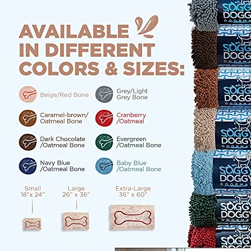 Soggy Doggy Doormat With Bone Design, Microfiber Chenille Indoor Wet Dog Mat For Muddy Paws And Drying, Ultra-Absorbent Dog Mats For Sleeping And Lounging, Beige/Red Bone 4 Soggy Doggy Doormat With Bone Design, Microfiber Chenille Indoor Wet Dog Mat For Muddy Paws And Drying, Ultra-Absorbent Dog Mats For Sleeping And Lounging, Beige/Red Bone - Image 4