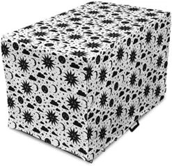 Lunarable Sky Dog Crate Cover, Monochromatic Design Pattern With Sun Moon Clouds And Stars With Face, Easy To Use Pet Kennel Cover For Small Dogs Puppies Kittens, 36 Inch, Charcoal Grey And White -Dog Supplies Store 51MBAr3GfFL. AC