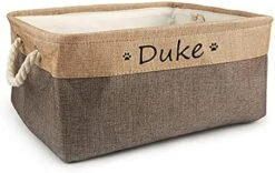 Xingfa Personalized Dog Toy Basket With Name,Custom Dog Toy Basket,Paw Prints Pet Food Storage Container,Dog Toy Box For Small Dogs,New Puppy Supplies (Beige,L 41X32X21cm) 24 Xingfa Personalized Dog Toy Basket With Name,Custom Dog Toy Basket,Paw Prints Pet Food Storage Container,Dog Toy Box For Small Dogs,New Puppy Supplies (Beige,L 41X32X21cm) -Dog Supplies Store 51MlQxBIUL. AC 1