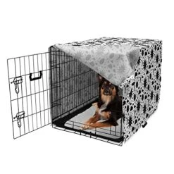 Lunarable Sky Dog Crate Cover, Monochromatic Design Pattern With Sun Moon Clouds And Stars With Face, Easy To Use Pet Kennel Cover For Small Dogs Puppies Kittens, 36 Inch, Charcoal Grey And White -Dog Supplies Store 51NAhRqioOL