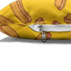 Ambesonne Hot Dog Pet Bed, Simplistic Tasty Food Doodle Pattern Frankfurter Bread, Chew Resistant Pad For Dogs And Cats Cushion With Removable Cover, 24" X 39", Orange Apricot -Dog Supplies Store 51NWogv4LnL