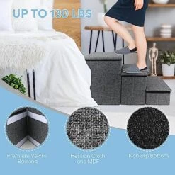 Petizer Dog Stairs For Small Dogs, Foldable Pet Stairs With Storage Box And Condo, Adjustable Height Steps For Couch/Bed, Folding Non-Slip Dog Ramp For Puppy, Cats, Or Small Dog (3-Step, 17" H) 7 Petizer Dog Stairs For Small Dogs, Foldable Pet Stairs With Storage Box And Condo, Adjustable Height Steps For Couch/Bed, Folding Non-Slip Dog Ramp For Puppy, Cats, Or Small Dog (3-Step, 17" H) -Dog Supplies Store 51Nmd6YzmOL