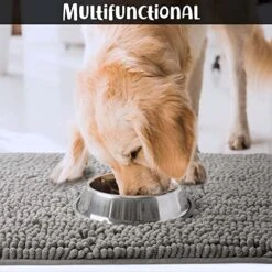 DogBuddy Dog Door Mat, Ultra Absorbent Dog Mat, Waterproof Dog Bowl Mat, Washable Rugs For Pets, Door Mats For Entry, Back Door, Mud Room, Garage, Floor, Puppy Supplies (Medium, Shadow) -Dog Supplies Store 51NtsNjrPzL