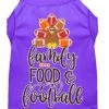 Family, Food, And Football Screen Print Dog Shirt Purple XXXL