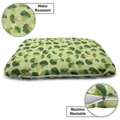 Ambesonne Vegetable Pet Bed, Repeating Healthy Food Graphic With Organic Broccoli Pattern, Chew Resistant Pad For Dogs And Cats Cushion With Removable Cover, 24" X 39", Green Pale Green -Dog Supplies Store 51OxDOBZelL