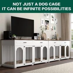 74.8" XXL Large Double Dog Crate Furniture For Large Breed,Wooden Heavy Duty Dog Crates Kennel Cage Furniture Style TV Stand For 2 Dogs With Divider Drawers And Locks,White 10 74.8" XXL Large Double Dog Crate Furniture For Large Breed,Wooden Heavy Duty Dog Crates Kennel Cage Furniture Style TV Stand For 2 Dogs With Divider Drawers And Locks,White -Dog Supplies Store 51P6o2mKlVL