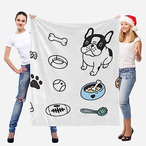 InterestPrint Bed Blankets Dog Paw Bone Food Bowl Ball Toy Throw Blanket For Couch Durable Blanket Warm Blanket For Everyone 70"(W) X 80"(L) 4 InterestPrint Bed Blankets Dog Paw Bone Food Bowl Ball Toy Throw Blanket For Couch Durable Blanket Warm Blanket For Everyone 70"(W) X 80"(L) - Image 4