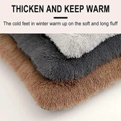 Muangan Ultra Soft Pet Bed Winter Warm Dog Bed Fluffy Plush Dog Cat Crate Beds Washable Kennel Cushions For Small Medium Large Dogs Cats Non Slip Pet Supplies Dog Harness (Brown, One Size) -Dog Supplies Store 51PwdUEp6XL