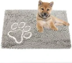 Dog Mat For Floor,Grey 20x31Inch Muddy Mats For Dogs,Pet Dog Feeding Mat Rug For Food And Water,Dries Quickly, Machine Washable -Dog Supplies Store 51Q8VcYvxQL. AC