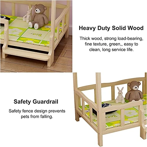 ANTWAX Pet Bed Double-Layer Dog Bed Pet Cot Elevated Dog Bed Without Mattress Wood Frame Kennel With Guardrail &Stairs Suitable For Cats And Small Dogs Dog Kennel 4 ANTWAX Pet Bed Double-Layer Dog Bed Pet Cot Elevated Dog Bed Without Mattress Wood Frame Kennel With Guardrail &Stairs Suitable For Cats And Small Dogs Dog Kennel - Image 4