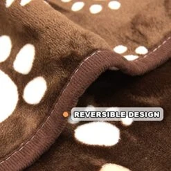 AHOOCUSTOM Dog Blanket, Soft Fleece Dog Blankets For Small Medium Dogs, Fluffy Flannel Pet Cat Puppy Blanket Mat Cover For Bed Couch, Cute Paw Print Throw Blanket For Dogs, Brown 40"X30" -Dog Supplies Store 51QhuLoKRaL
