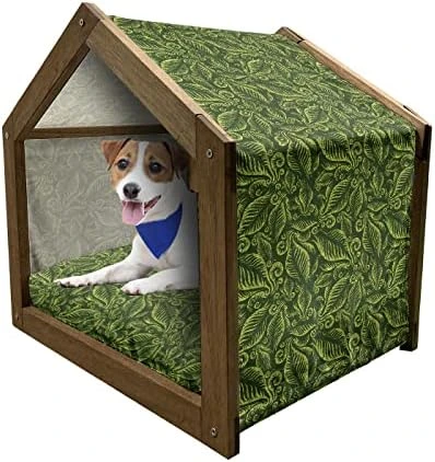 Lunarable Vegetables Wooden Dog House, Ornate Food Garlic Pepper Cauliflower Delicious Plants Image, Outdoor & Indoor Portable Dog Kennel With Pillow And Cover, X-Large, Lime Green Yellow 14 Lunarable Vegetables Wooden Dog House, Ornate Food Garlic Pepper Cauliflower Delicious Plants Image, Outdoor & Indoor Portable Dog Kennel With Pillow And Cover, X-Large, Lime Green Yellow - Image 14