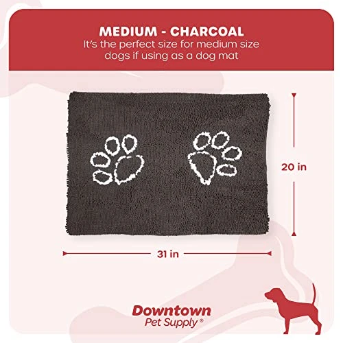 My Doggy Place Microfiber Dog Mat For Muddy Paws, 31" X 20" Charcoal With Paw Print - Absorbent And Quick-Drying Dog Paw Cleaning Mat, Washer And Dryer Safe - Non-Slip Rubber Backed Pet Mat, Medium 4 My Doggy Place Microfiber Dog Mat For Muddy Paws, 31" X 20" Charcoal With Paw Print - Absorbent And Quick-Drying Dog Paw Cleaning Mat, Washer And Dryer Safe - Non-Slip Rubber Backed Pet Mat, Medium - Image 4
