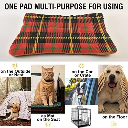 Ultra Soft Dog Cat Crate Bed Blanket-Retro Red Black And Yellow Plaid Fluffy Pet Bed All Season-Short Pile-Anti-Slip Pet Beds 24"x18" 5 Ultra Soft Dog Cat Crate Bed Blanket-Retro Red Black And Yellow Plaid Fluffy Pet Bed All Season-Short Pile-Anti-Slip Pet Beds 24"x18" - Image 5