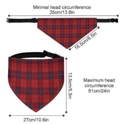 GENERIC Red Plaid Pattern Dog Bandana,Dog Bandanas Triangle Bibs Scarf Accessories Minimal Head Cicumference