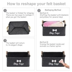 Morezi Felt Pet Toy Box And Dog Toy Box Storage Basket Chest Organizer - Perfect For Organizing Pet Toys, Blankets, Leashes And Food - Dog Toy - Dark Grey -Dog Supplies Store 51TBA4gPFwL