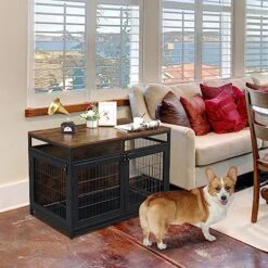 Dog Crate Furniture, End Table, Modern Dog Kennel For Medium Dogs Indoor Up To 70 Lb, Dog Kennels With 3 Doors Indoor, Decorative Mesh Pet Crate End Table Rustic Brown 8 Dog Crate Furniture, End Table, Modern Dog Kennel For Medium Dogs Indoor Up To 70 Lb, Dog Kennels With 3 Doors Indoor, Decorative Mesh Pet Crate End Table Rustic Brown -Dog Supplies Store 51TKX8by0TL
