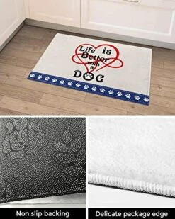 Bathroom Rugs Door Mat Live Is Better With A Dog Paws Linen Texture Soft Plush Front Door Mat Non-Slip Washable Indoor Door Mats For Entryway, Highly Absorbent Rug For Tub Shower 24x35 Inch -Dog Supplies Store 51TPMysMsfL