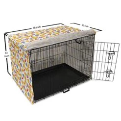 Lunarable Candy Corn Dog Crate Cover, Repetitive Pattern Of Colorful Food Halloween Print For Entertainment, Easy To Use Pet Kennel Cover For Small Dogs Puppies Kittens, 48 Inch, White And Multicolor -Dog Supplies Store 51TsShtRwnL